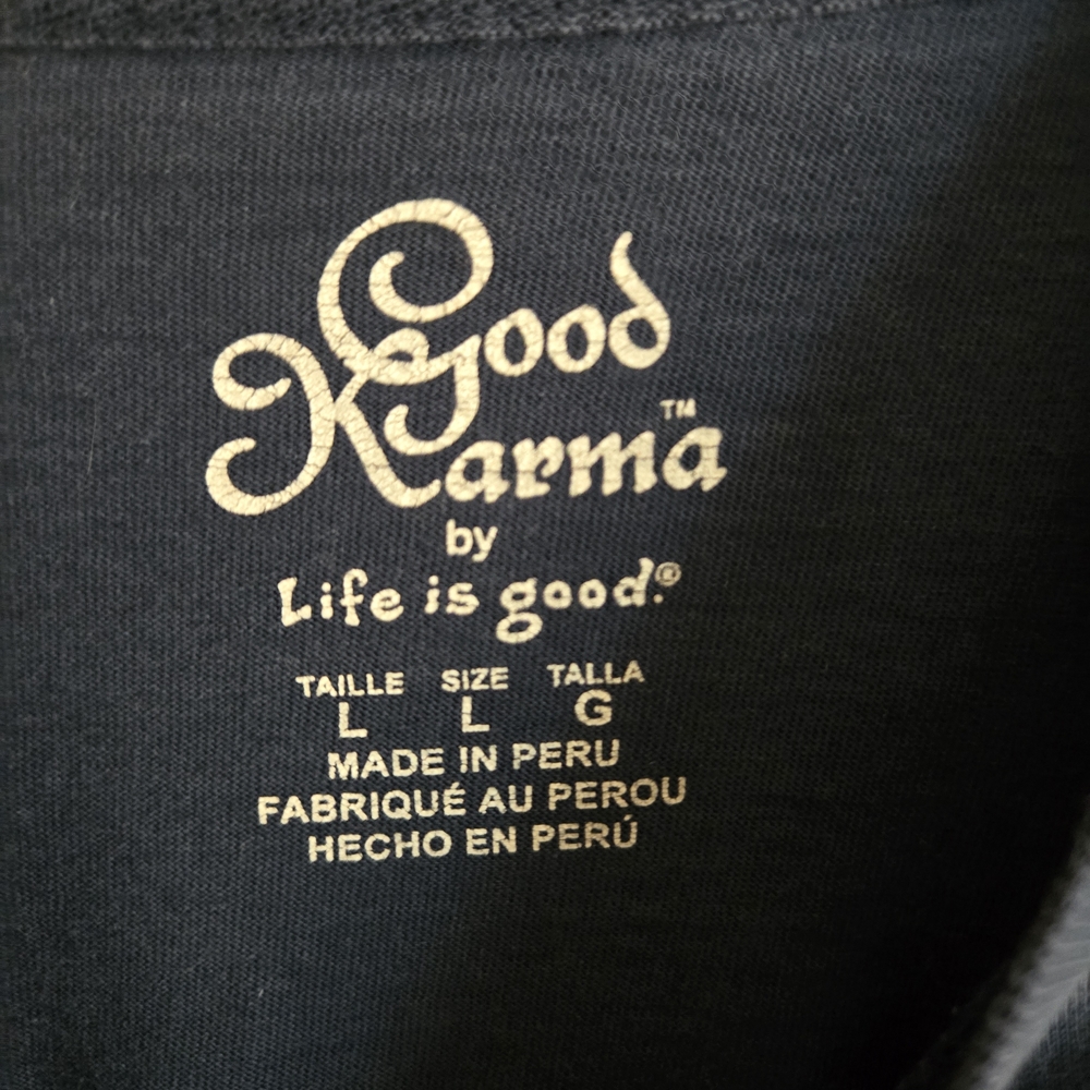 Life Is Good Men's Dark Blue Long Sleeve Tee Cyclist Windmill - Picture 3 of 4